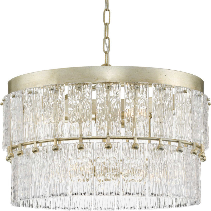 Progress Lighting P400367-176 Six Light Chandelier, Gilded Silver