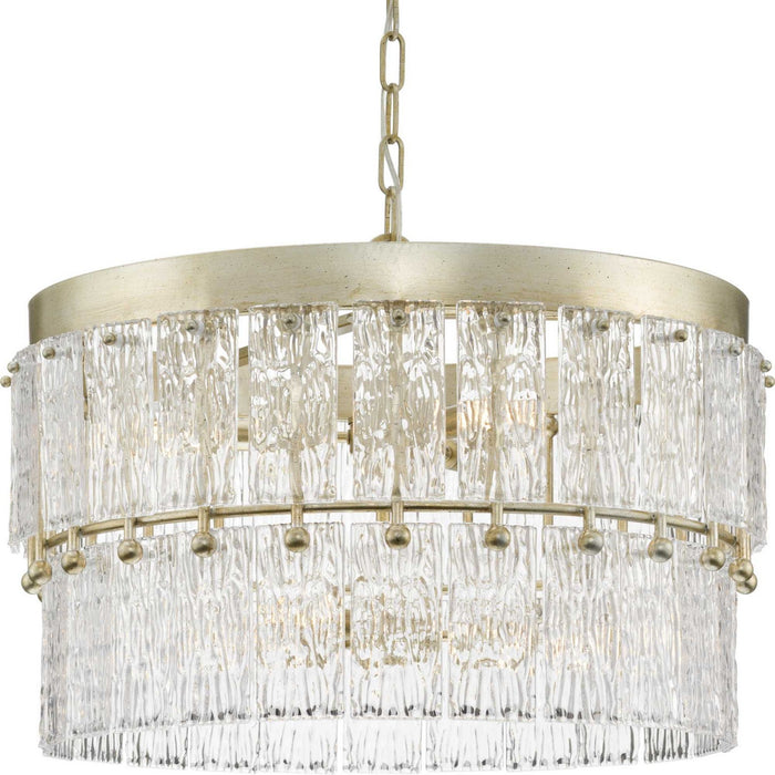 Progress Lighting P400367-176 Six Light Chandelier, Gilded Silver
