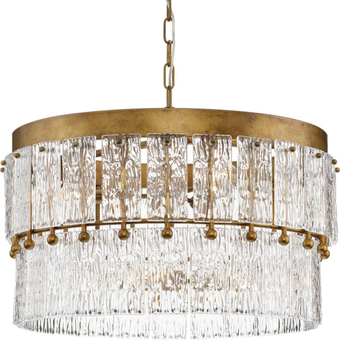 Progress Lighting P400367-204 Six Light Chandelier, Gold Ombre