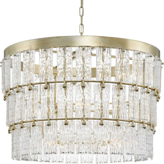 Progress Lighting P400368-176 Nine Light Chandelier, Gilded Silver