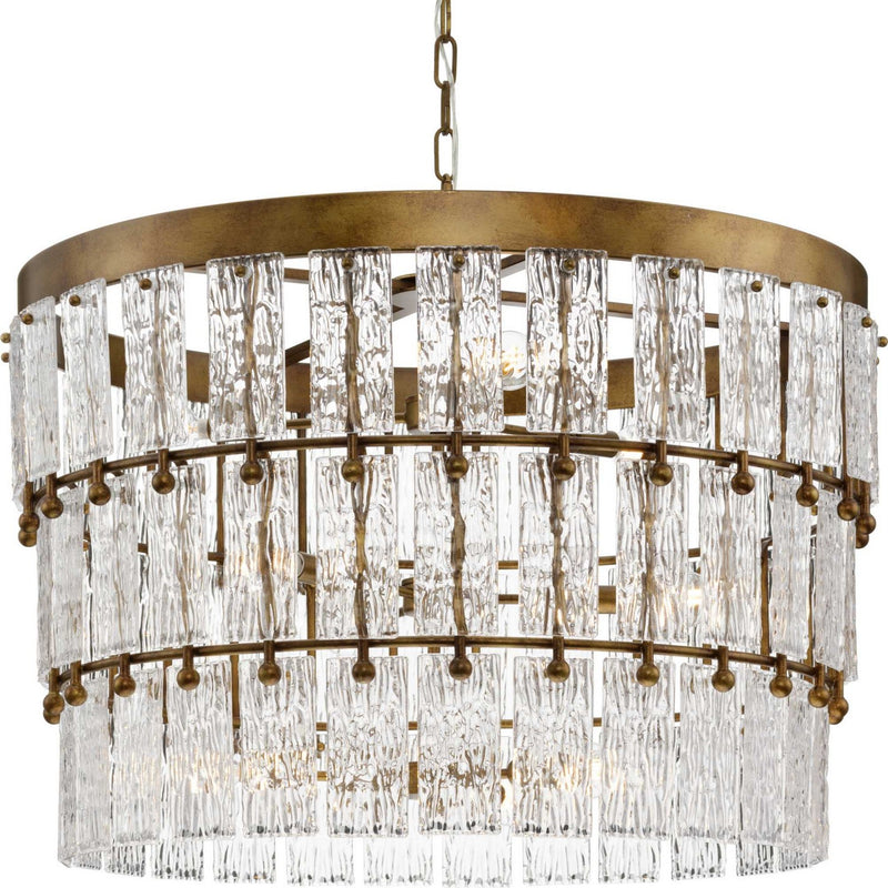 Progress Lighting P400368-204 Nine Light Chandelier, Gold Ombre