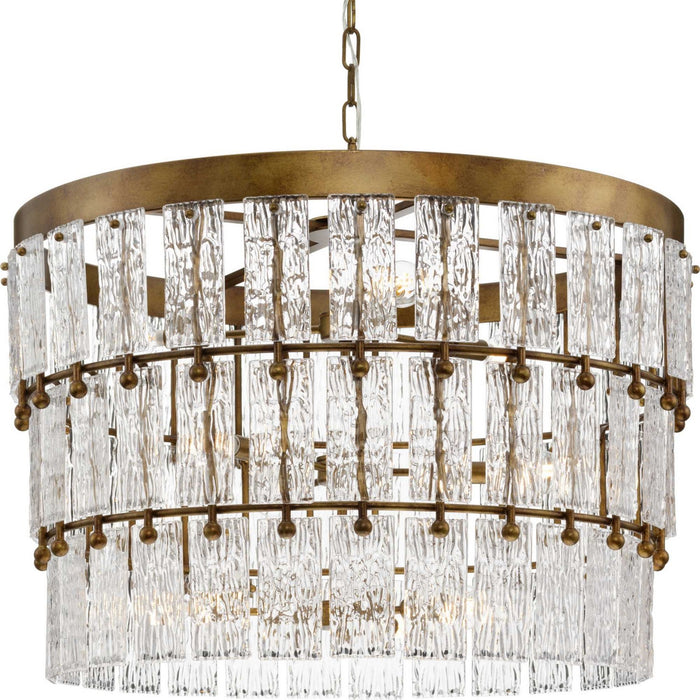 Progress Lighting P400368-204 Nine Light Chandelier, Gold Ombre