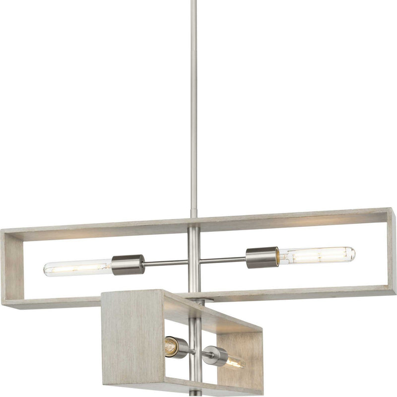 Progress Lighting P400370-009 Four Light Chandelier, Brushed Nickel