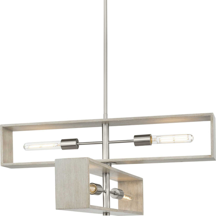 Progress Lighting P400370-009 Four Light Chandelier, Brushed Nickel