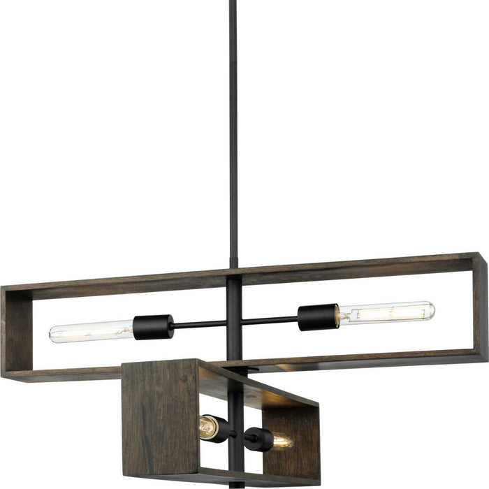 Progress Lighting P400370-31M Four Light Chandelier, Matte Black