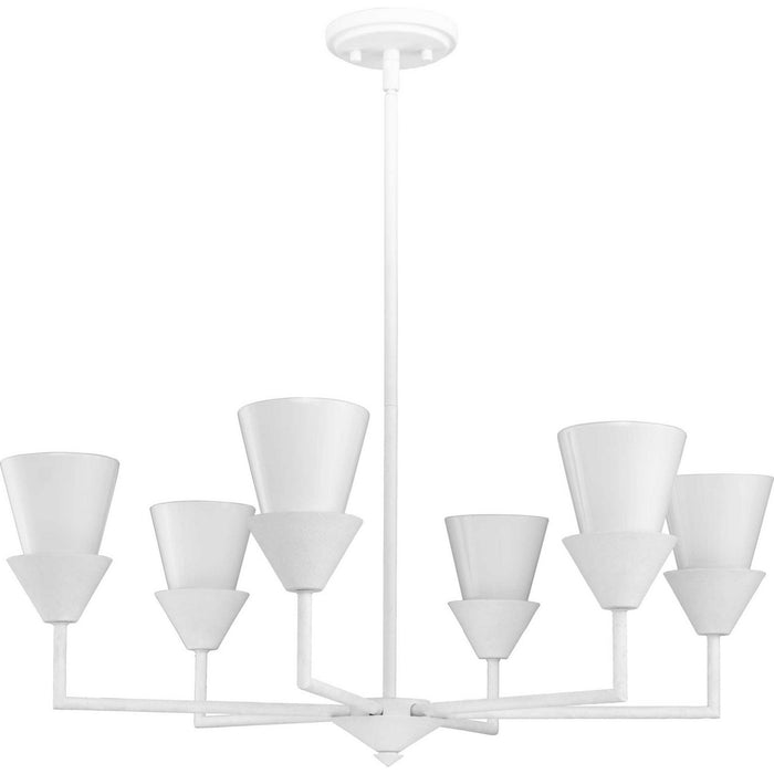 Progress Lighting P400372-197 Six Light Chandelier, White Plaster