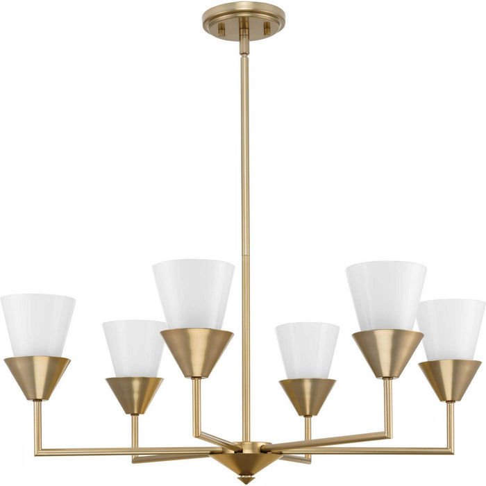 Progress Lighting P400372-205 Six Light Chandelier, Soft Gold