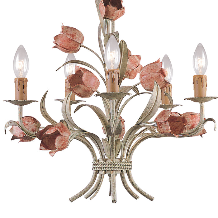 Crystorama 4805-SR Five Light Chandelier, Sage Rose