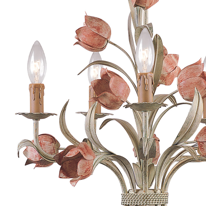Crystorama 4805-SR Five Light Chandelier, Sage Rose
