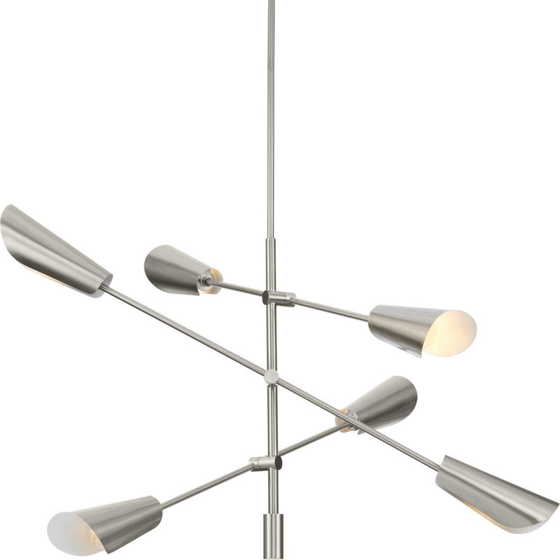 Progress Lighting P400380-009 Six Light Chandelier, Brushed Nickel