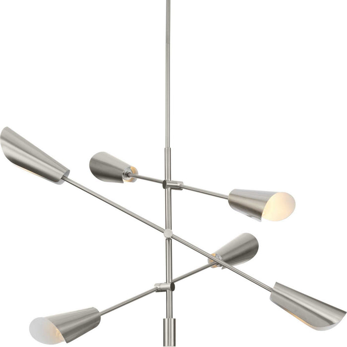 Progress Lighting P400380-009 Six Light Chandelier, Brushed Nickel