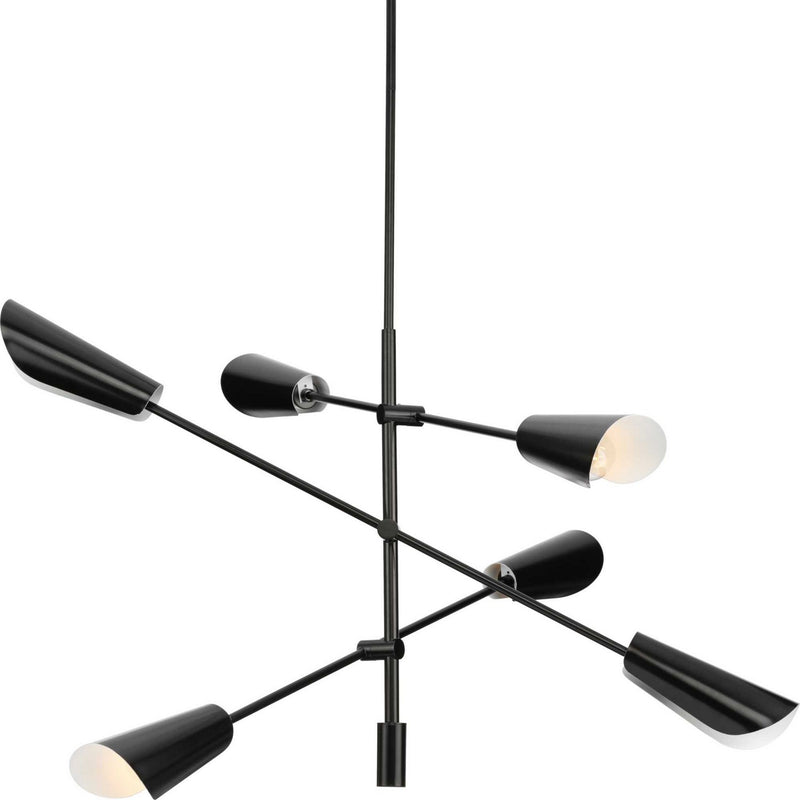 Progress Lighting P400380-31M Six Light Chandelier, Matte Black