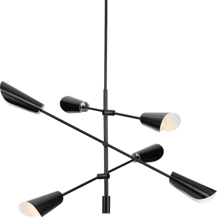 Progress Lighting P400380-31M Six Light Chandelier, Matte Black