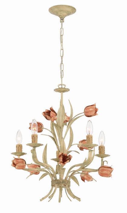 Crystorama 4805-SR Five Light Chandelier, Sage Rose