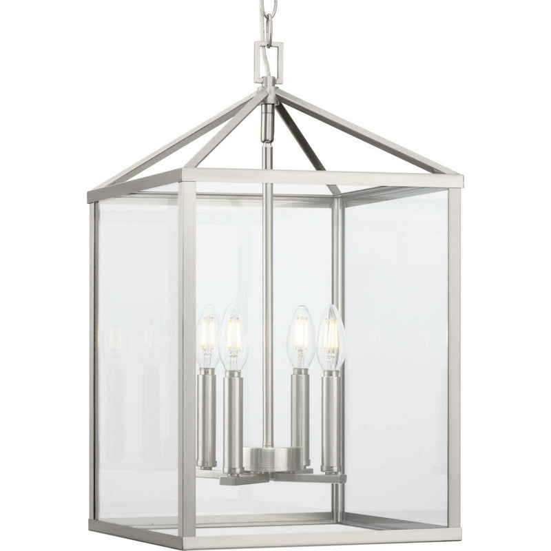 Progress Lighting P500440-009 Four Light Foyer Pendant, Brushed Nickel