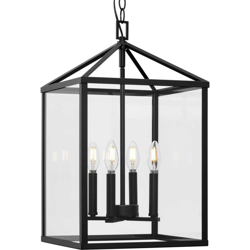Progress Lighting P500440-31M Four Light Foyer Pendant, Matte Black