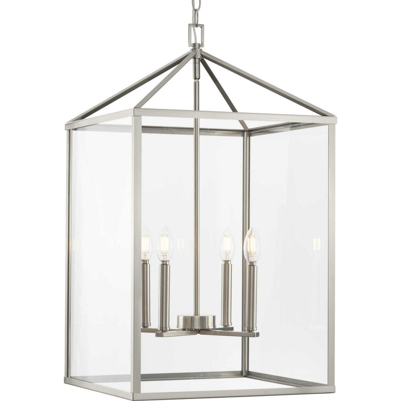 Progress Lighting P500441-009 Four Light Foyer Pendant, Brushed Nickel