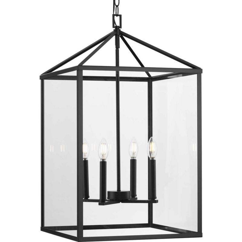 Progress Lighting P500441-31M Four Light Foyer Pendant, Matte Black
