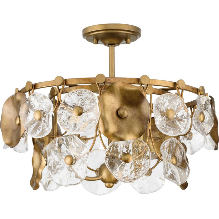 Progress Lighting P500442-204 Three Light Pendant, Gold Ombre