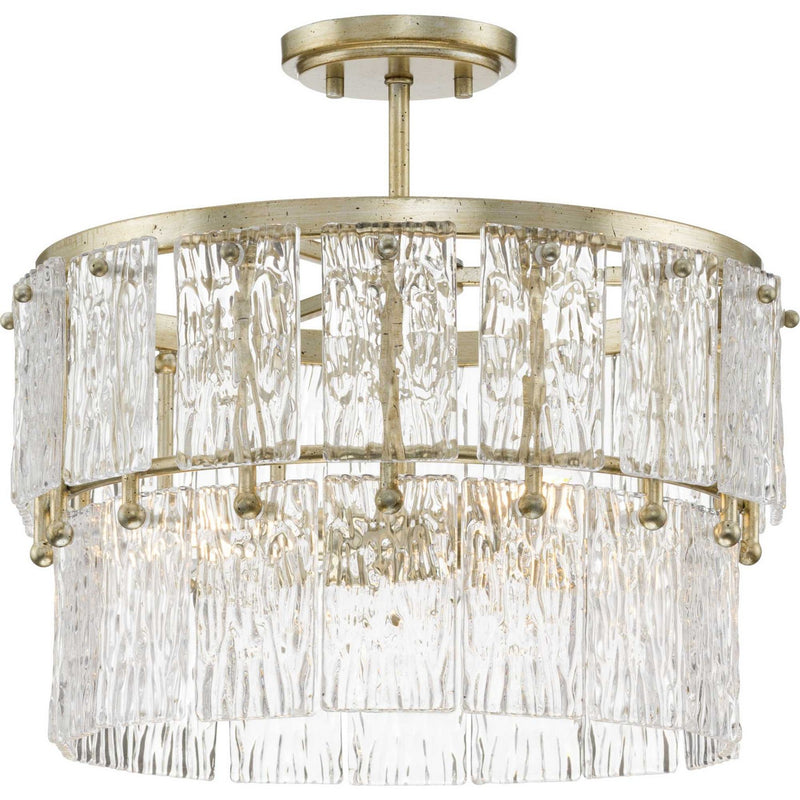 Progress Lighting P500443-176 Three Light Pendant, Gilded Silver