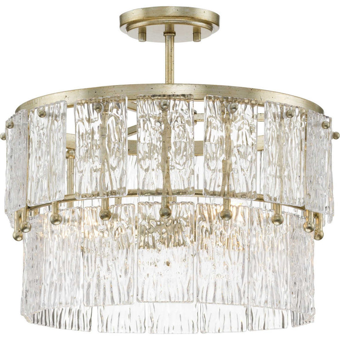 Progress Lighting P500443-176 Three Light Pendant, Gilded Silver