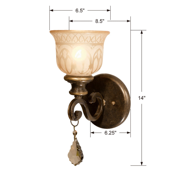 Crystorama 7501-BU-GT-MWP One Light Wall Sconce, Bronze Umber