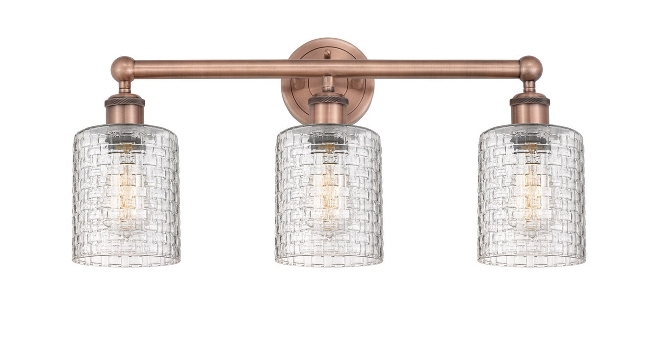 Innovations 616-3W-AC-G112C-5CL Three Light Bath Vanity, Antique Copper
