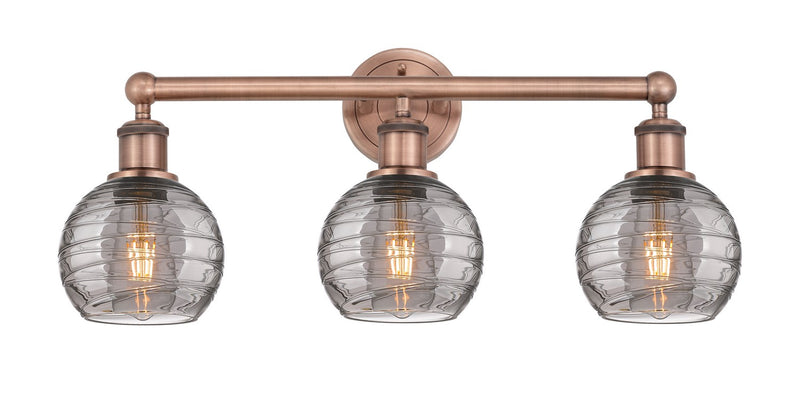Innovations 616-3W-AC-G1213-6SM Three Light Bath Vanity, Antique Copper