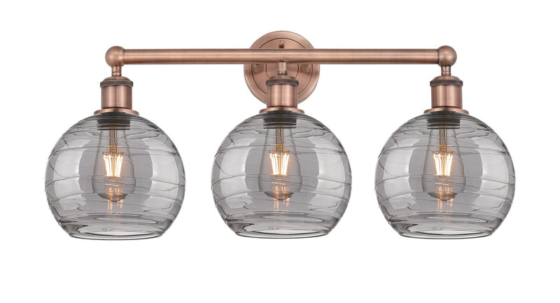 Innovations 616-3W-AC-G1213-8SM Three Light Bath Vanity, Antique Copper