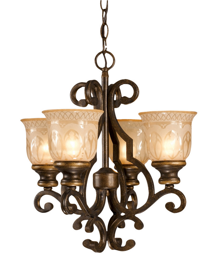 Crystorama 7404-BU Four Light Mini Chandelier, Bronze Umber