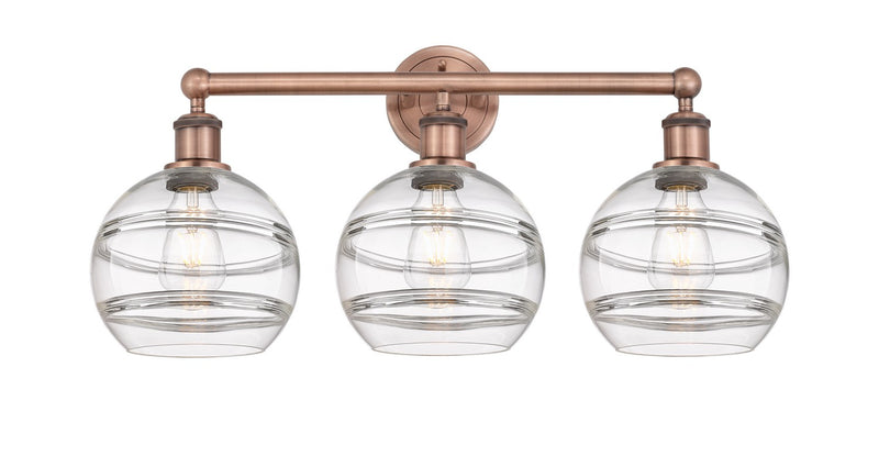 Innovations 616-3W-AC-G556-8CL Three Light Bath Vanity, Antique Copper