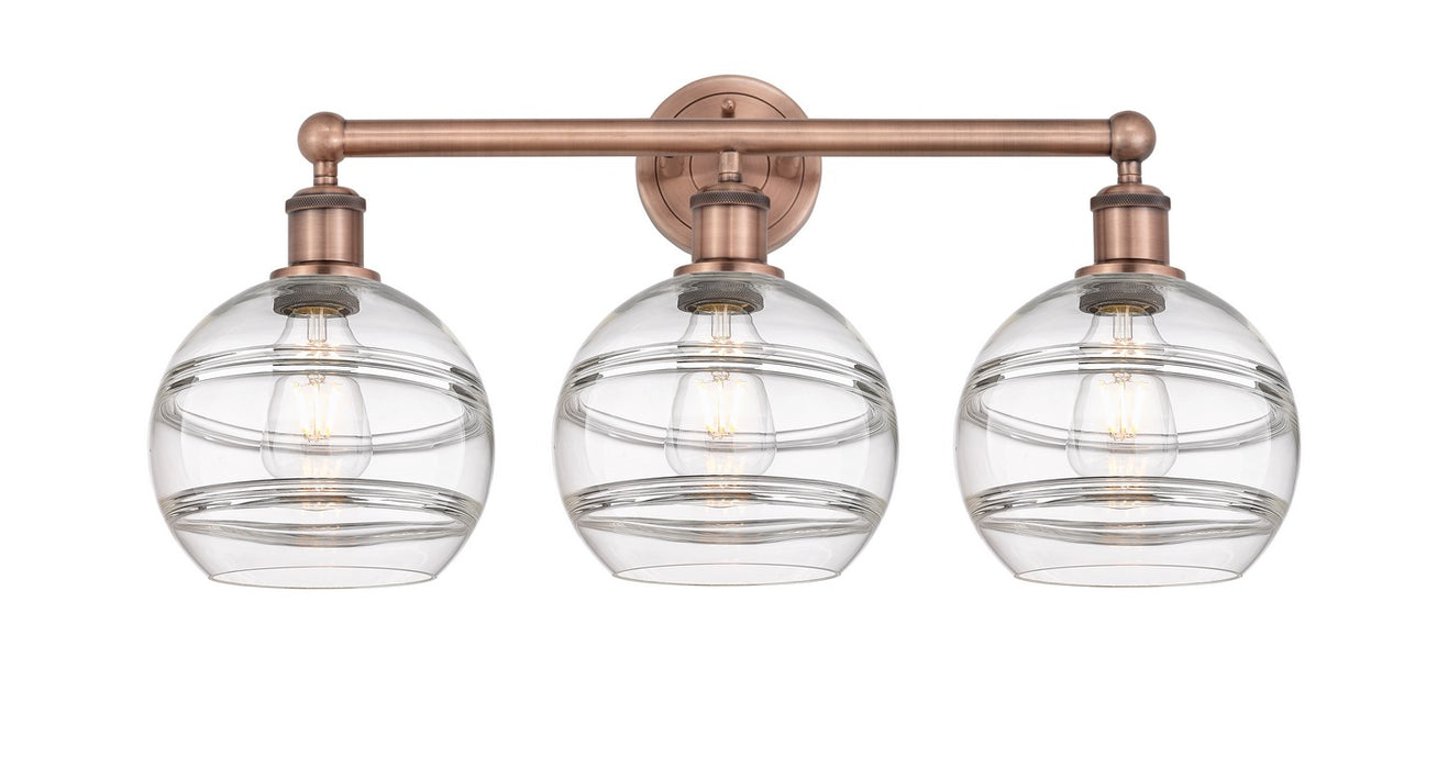 Innovations 616-3W-AC-G556-8CL Three Light Bath Vanity, Antique Copper