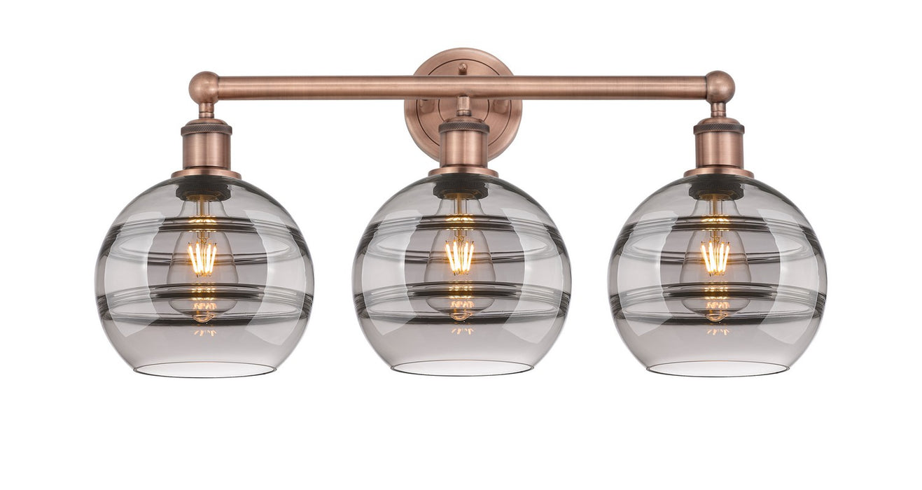 Innovations 616-3W-AC-G556-8SM Three Light Bath Vanity, Antique Copper