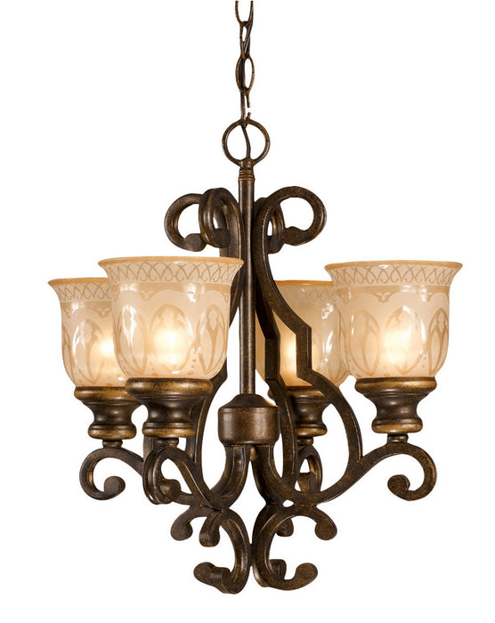 Crystorama 7404-BU Four Light Mini Chandelier, Bronze Umber