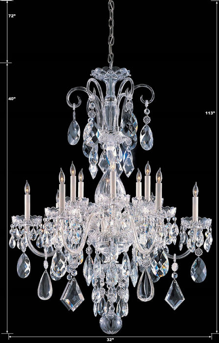 Crystorama 1045-CH-CL-MWP 12 Light Chandelier, Polished Chrome