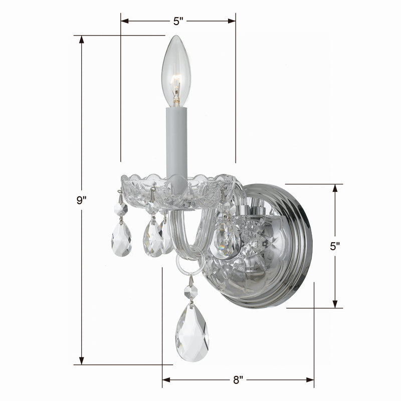 Crystorama 1031-CH-CL-MWP One Light Wall Sconce, Polished Chrome