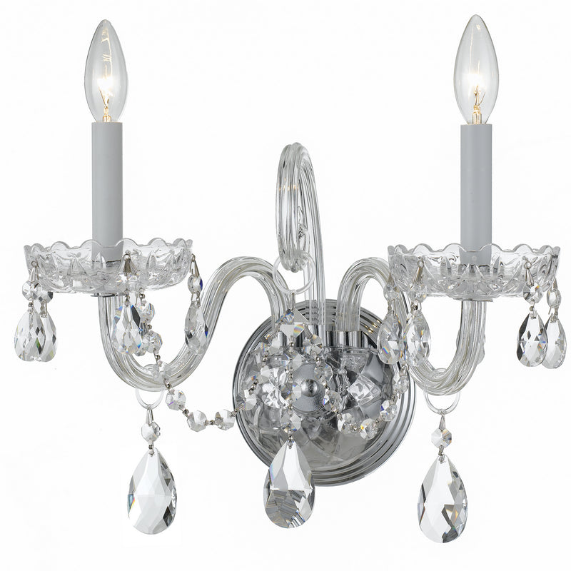 Crystorama 1032-CH-CL-MWP Two Light Wall Sconce, Polished Chrome