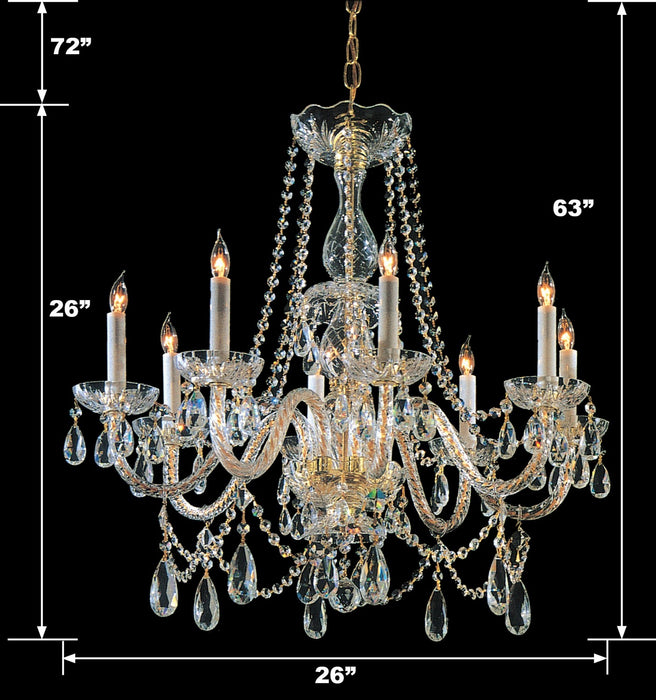 Crystorama 1128-PB-CL-MWP Eight Light Chandelier, Polished Brass