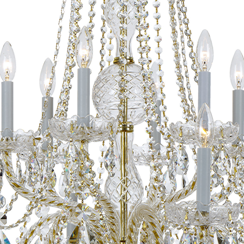 Crystorama 1112-PB-CL-MWP 12 Light Chandelier, Polished Brass