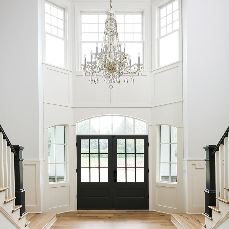 Crystorama 1112-PB-CL-MWP 12 Light Chandelier, Polished Brass