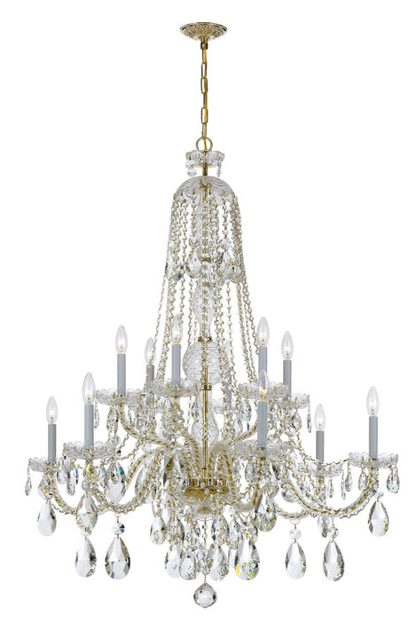 Crystorama 1112-PB-CL-MWP 12 Light Chandelier, Polished Brass