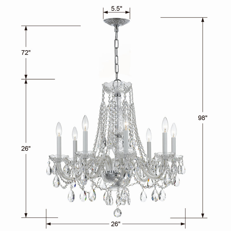 Crystorama 1138-CH-CL-MWP Eight Light Chandelier, Polished Chrome