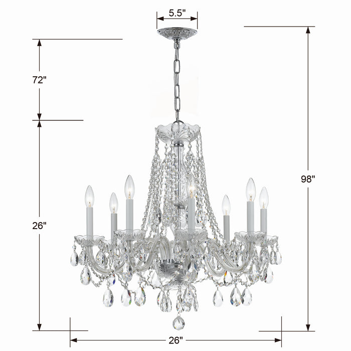 Crystorama 1138-CH-CL-MWP Eight Light Chandelier, Polished Chrome
