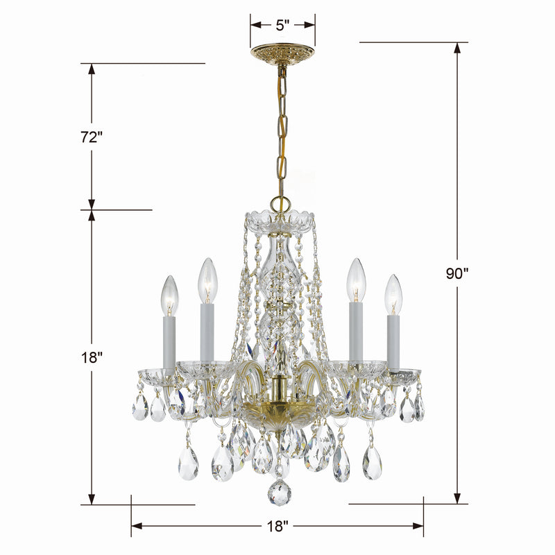 Crystorama 1061-PB-CL-MWP Five Light Mini Chandelier, Polished Brass