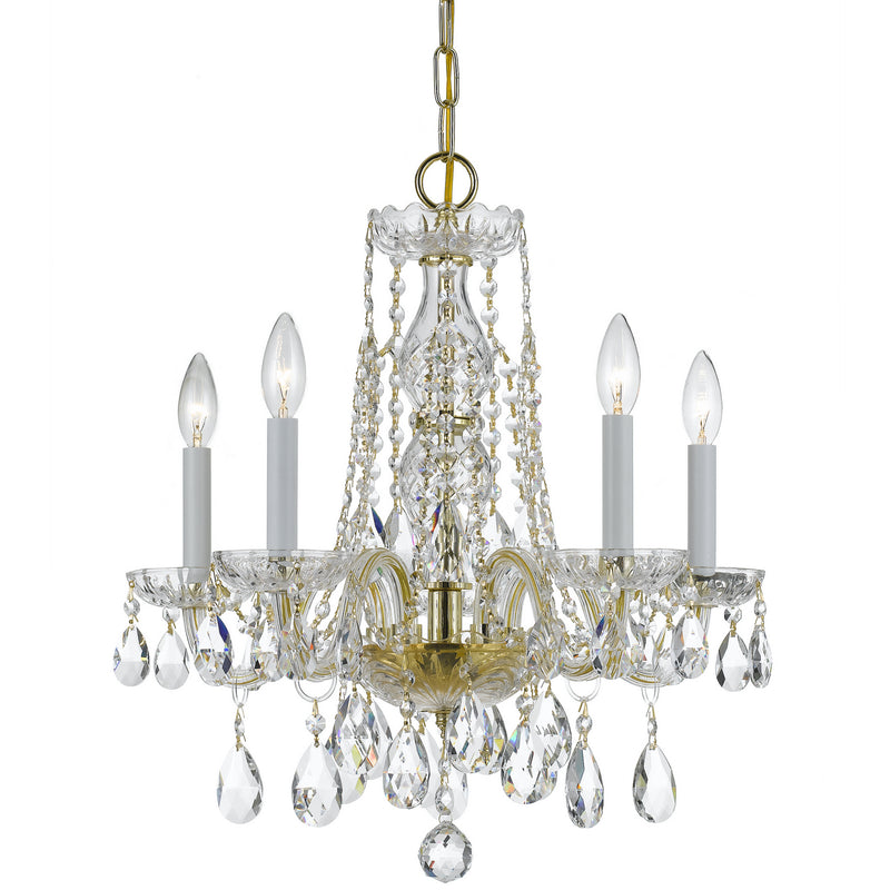 Crystorama 1061-PB-CL-MWP Five Light Mini Chandelier, Polished Brass