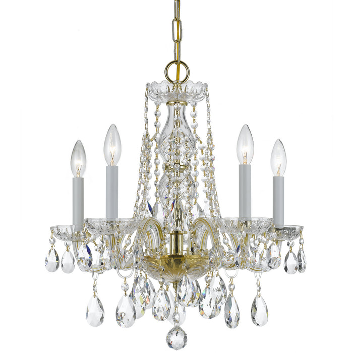 Crystorama 1061-PB-CL-MWP Five Light Mini Chandelier, Polished Brass