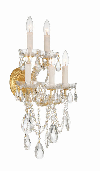 Crystorama 4425-GD-CL-MWP Five Light Wall Sconce, Gold