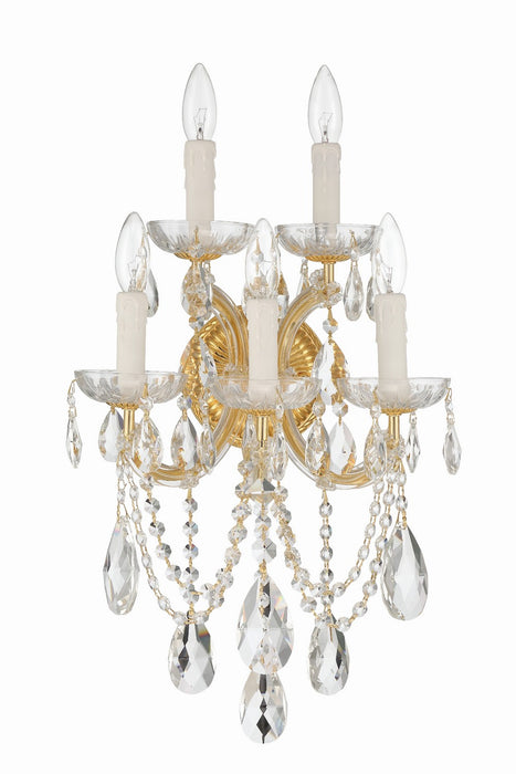 Crystorama 4425-GD-CL-MWP Five Light Wall Sconce, Gold