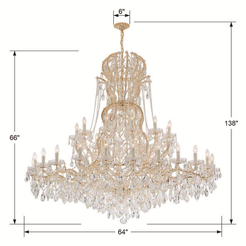 Crystorama 4460-GD-CL-MWP 37 Light Chandelier, Gold