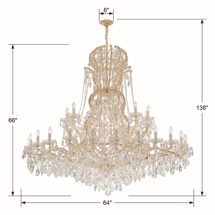 Crystorama 4460-GD-CL-MWP 37 Light Chandelier, Gold
